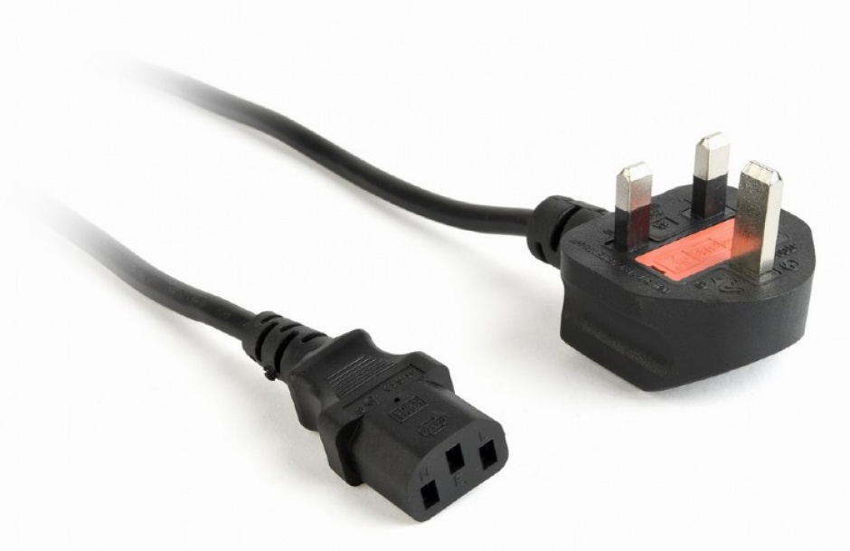 Imagine Cablu de alimentare UK la IEC C13 5A 1.8m Negru, Gembird PC-187